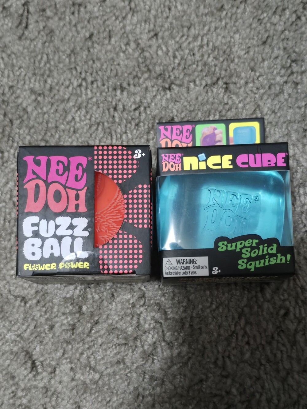 Needoh Orange Fuzz Ball and Blue Nice Cube